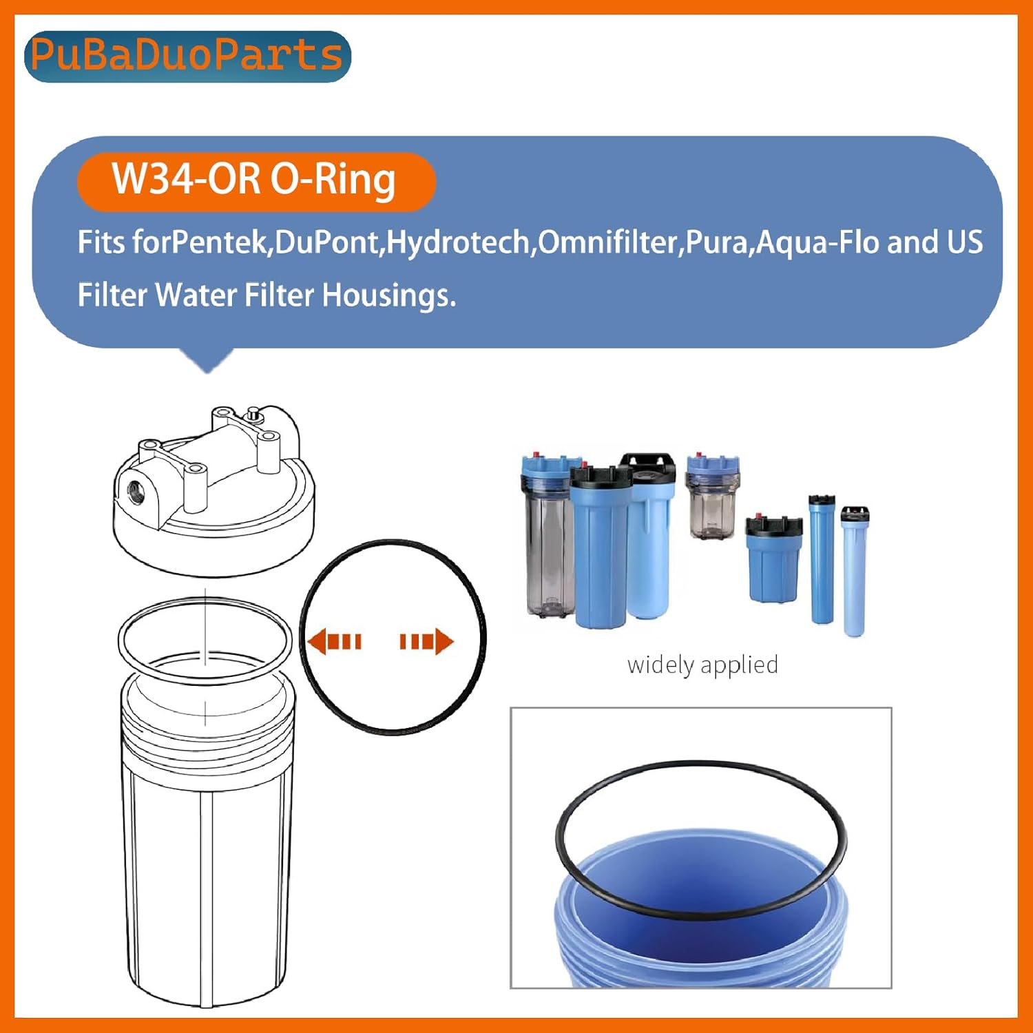 W34-OR Water Filter O-Ring — Compatible with American Plumber/Pentek 151120 Systems,Fits Culligan/Ametek/Omnifilter Models (10-Pack)