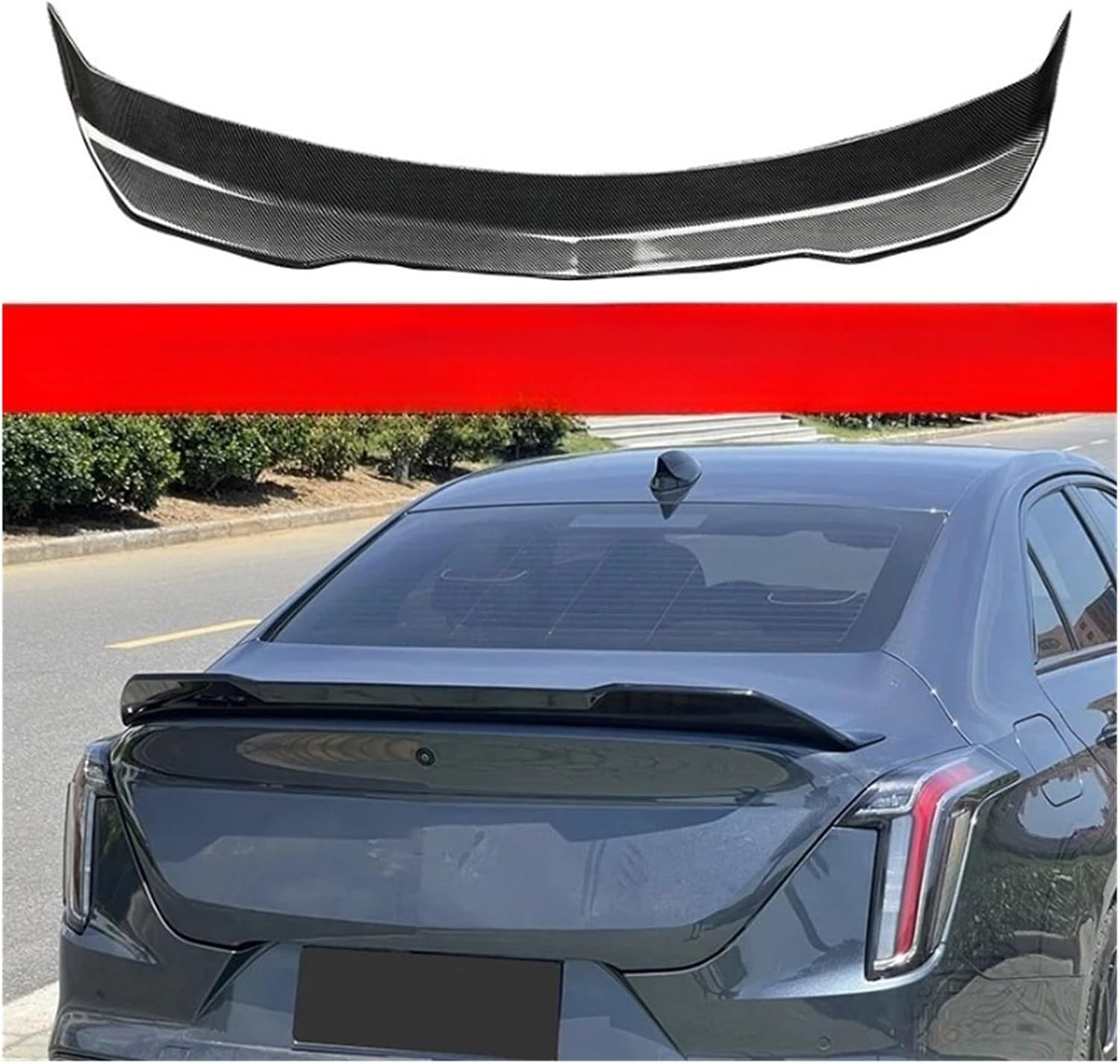 Compatible for Cadillac 2020-2023 CT4/CT5 Blackwing Version Rear Cover Spoiler, Carbon Fiber Finish, Black
