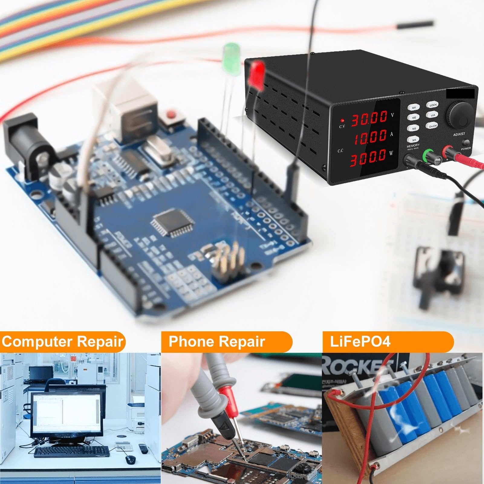 Alimentation électrique, Alimentation de Laboratoire précision à Sortie réglable, régulateur Tension, stabilisateur, Source d'alimentation CC Table avec Logiciel Gratuit
