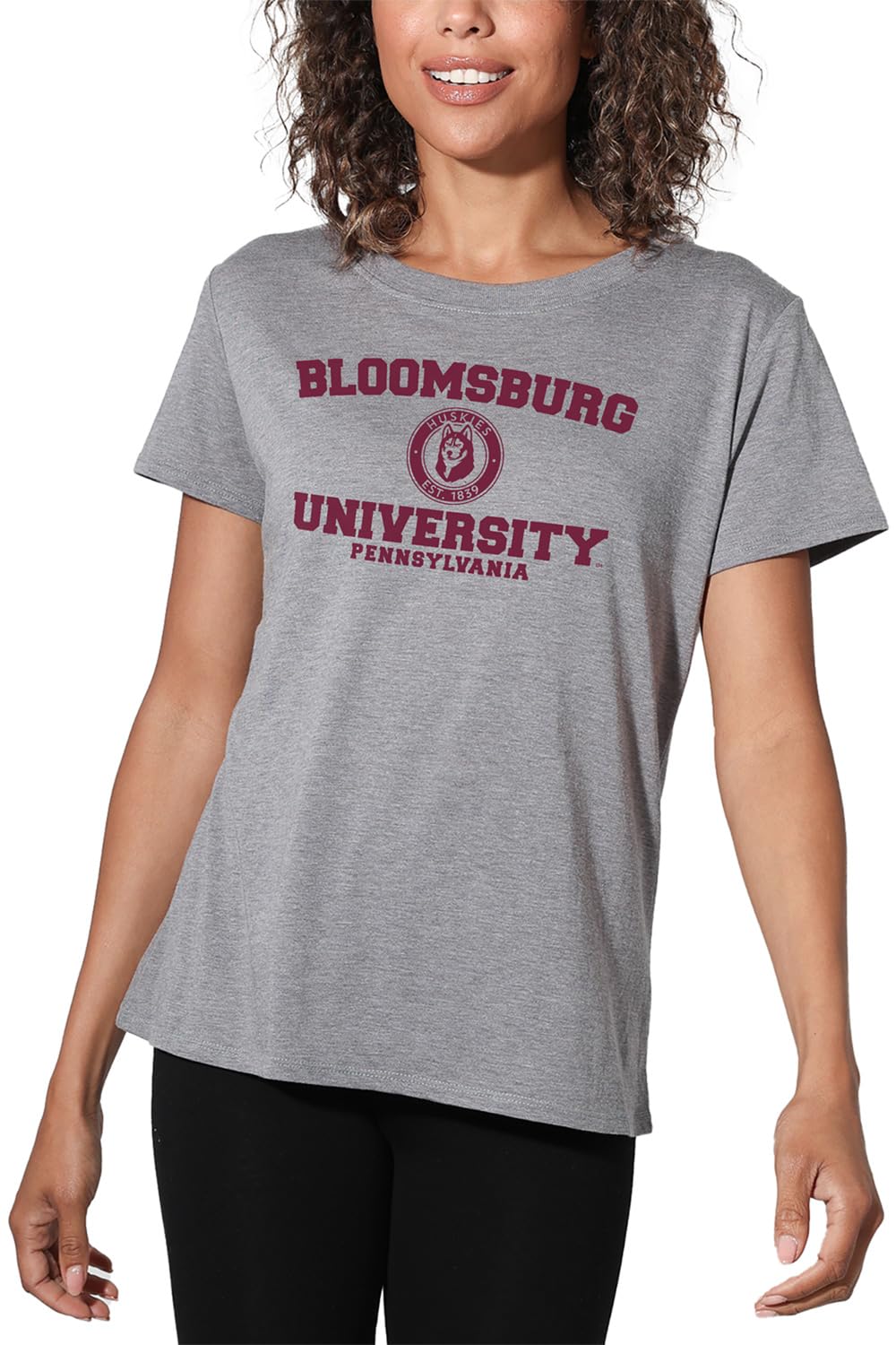 Bloomsburg University Official Circle Logo Women's Loose T-Shirt, Athletic Heather, Large