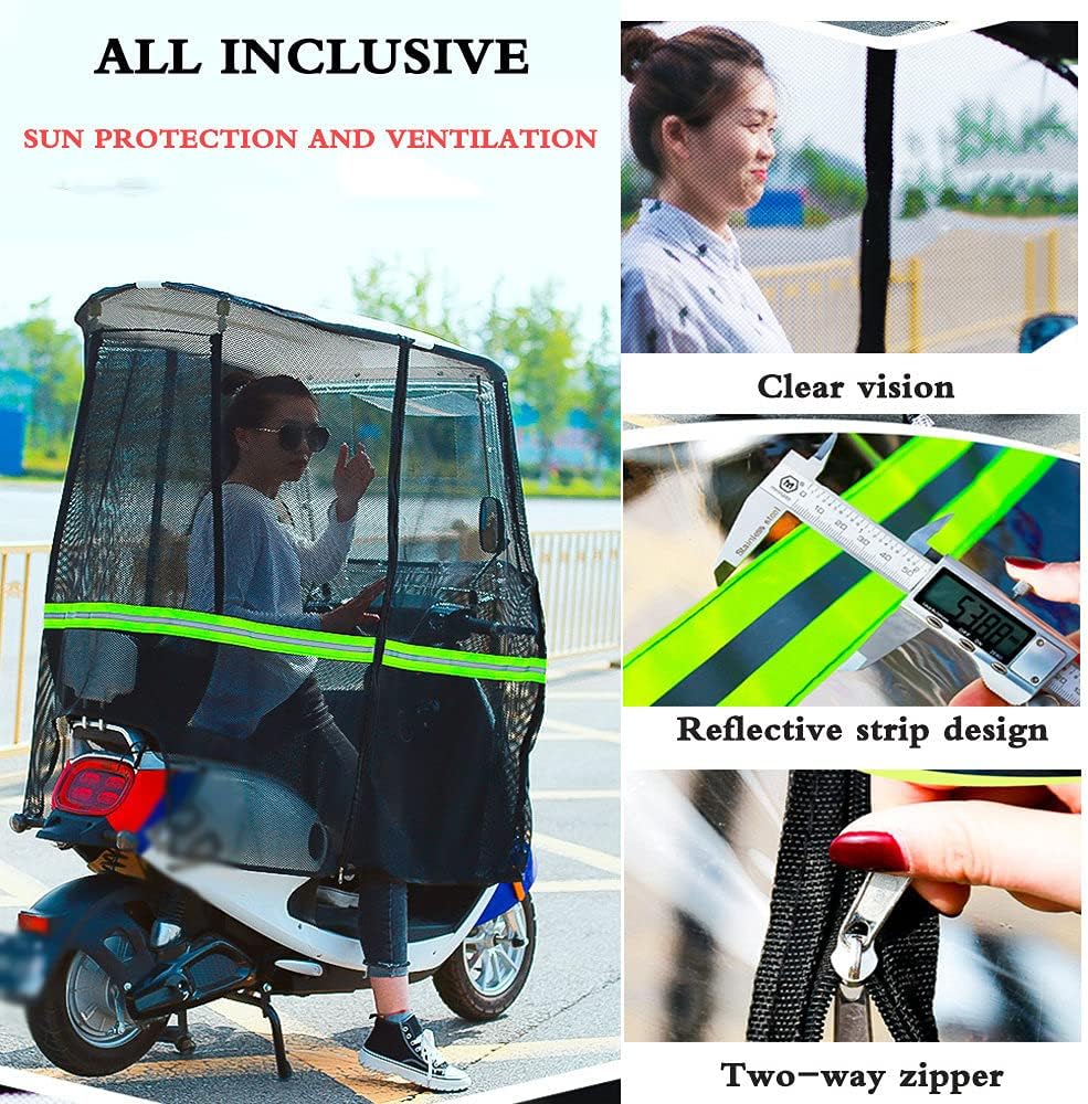 Motorcycle Scooter Cover Waterproof Outdoor,Electric Car Canopy Sun Visor Universal Motor Scooter Umbrella Mobility Sun Shade Rain Cover,B-White
