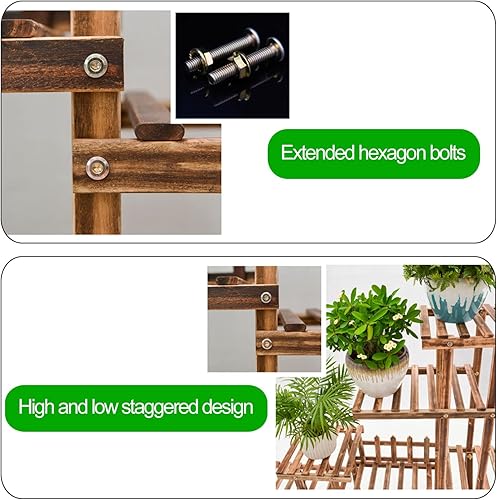 Miniatura 5 de Estante para plantas de 4 niveles, estante múltiple para macetas para interiores y exteriores, estante para patio, jardín, esquina, balcón, sala de