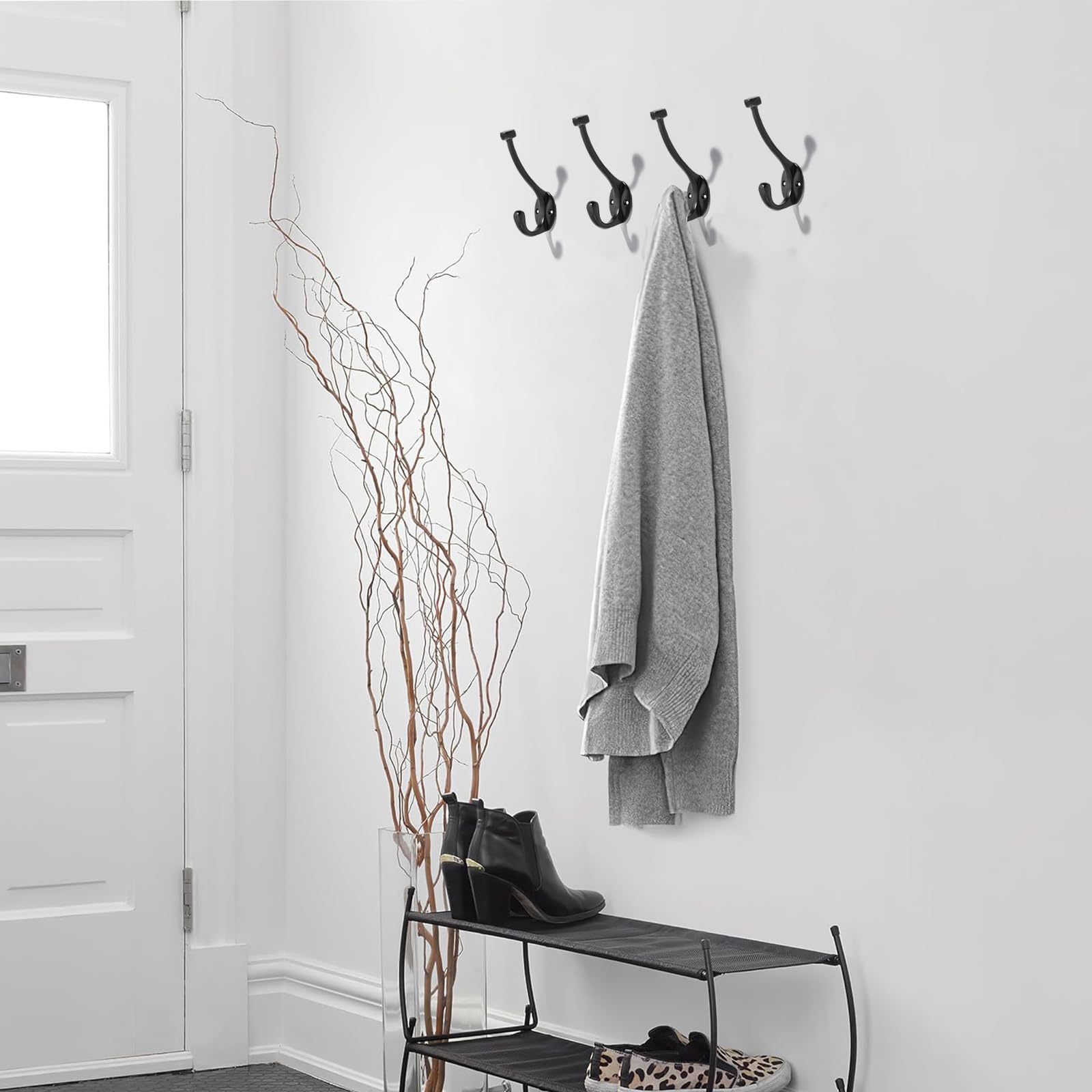 KHTUMEWARE-KH350 Matte Black Coat/Robe Hooks 3-Pack in Matte Black — KHTUMEWARE