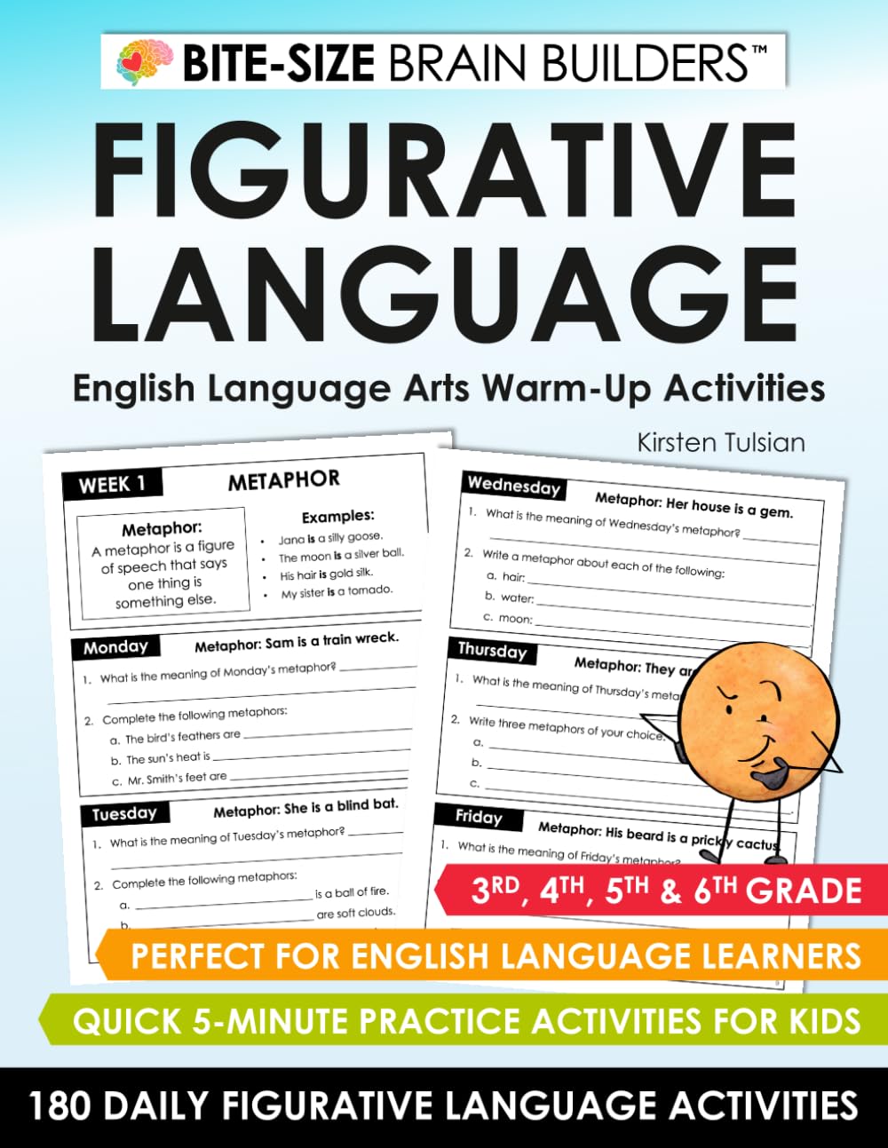 180 Daily Figurative Language Activities: Elementary English Language Arts 5-Minute Practice Activities for 3rd, 4th...