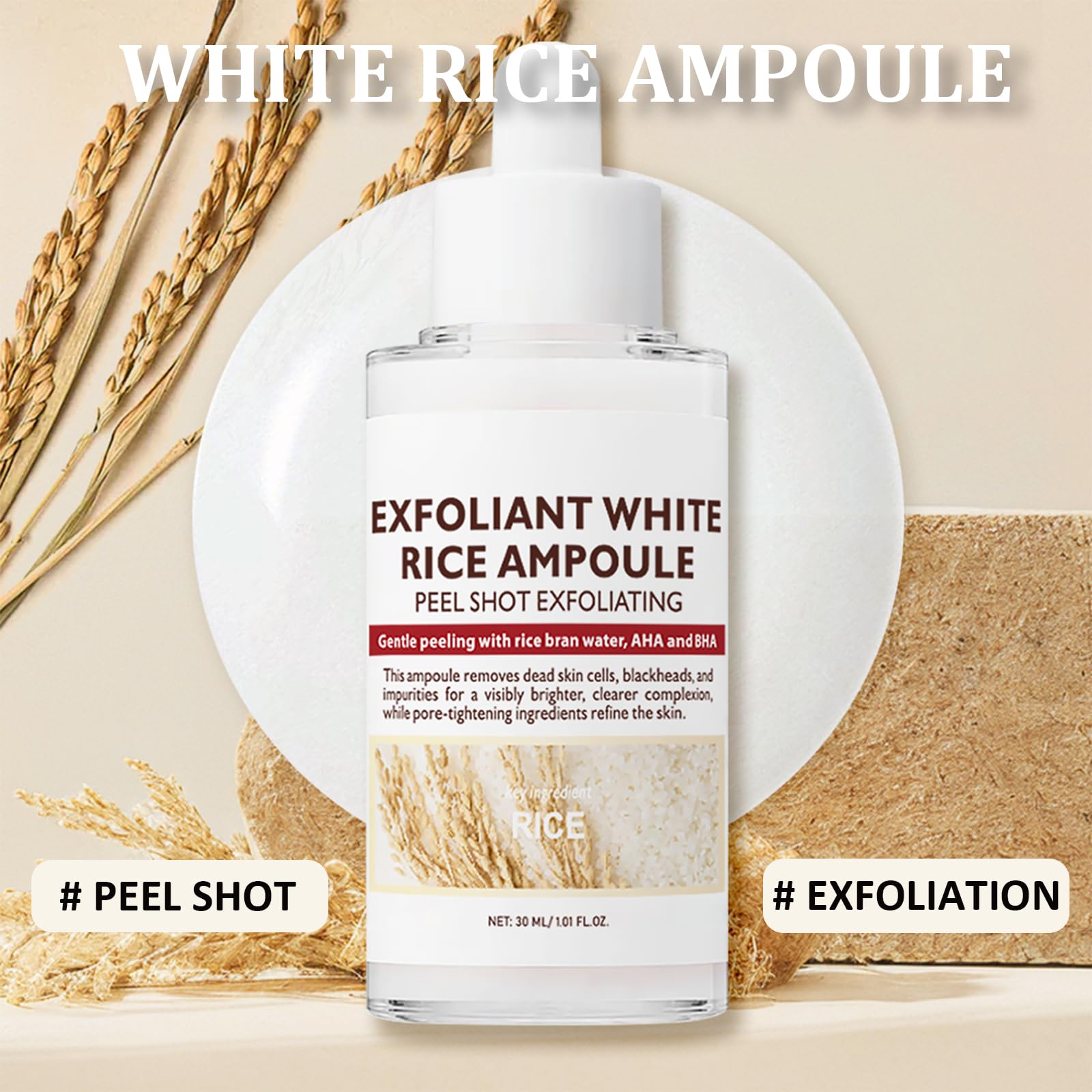 Peel Shot Glow Rice Ampoule, White Rice Face Exfoliator, Pore Minimizer For Gentle Exfoliation & Hydration - Image 2
