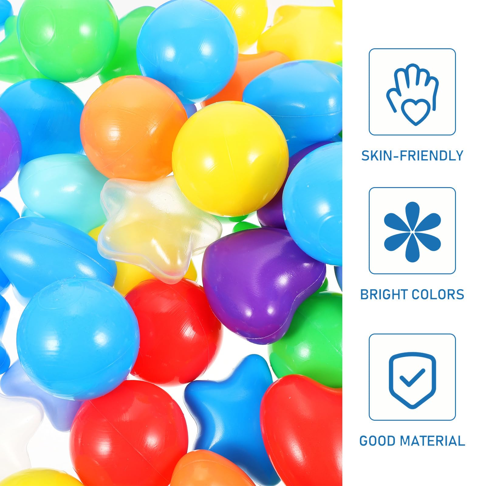 Hemobllo Bolas de Plástico Juguetes Creativos 150 Forma de Estrella y Corazón para Niños para Piscina y Fiestas en Parques de Atracciones