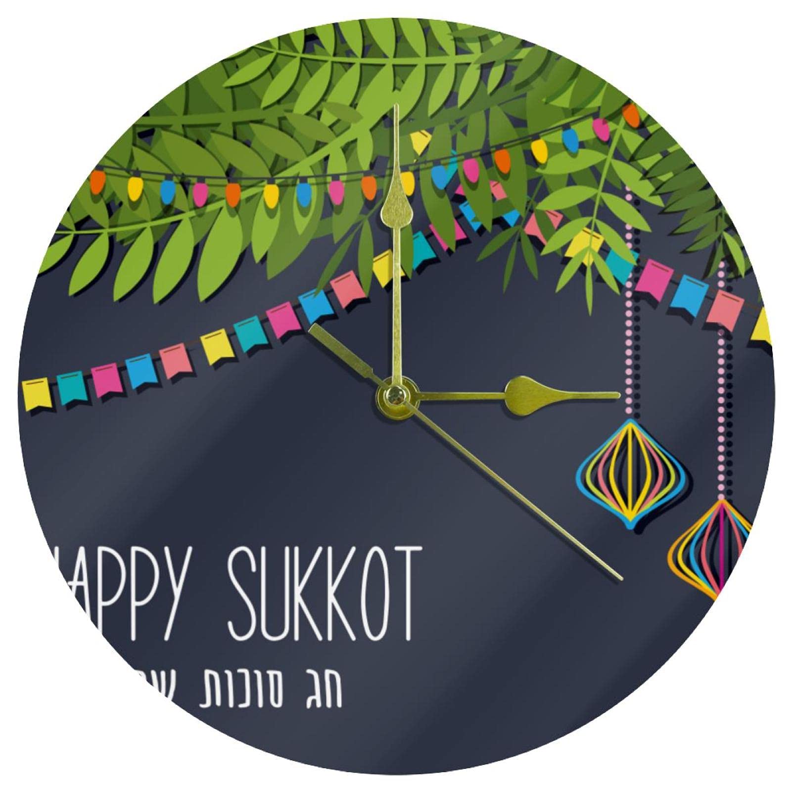Horloge murale décoration Happy Sukkot 24 cm cadeau de maison
