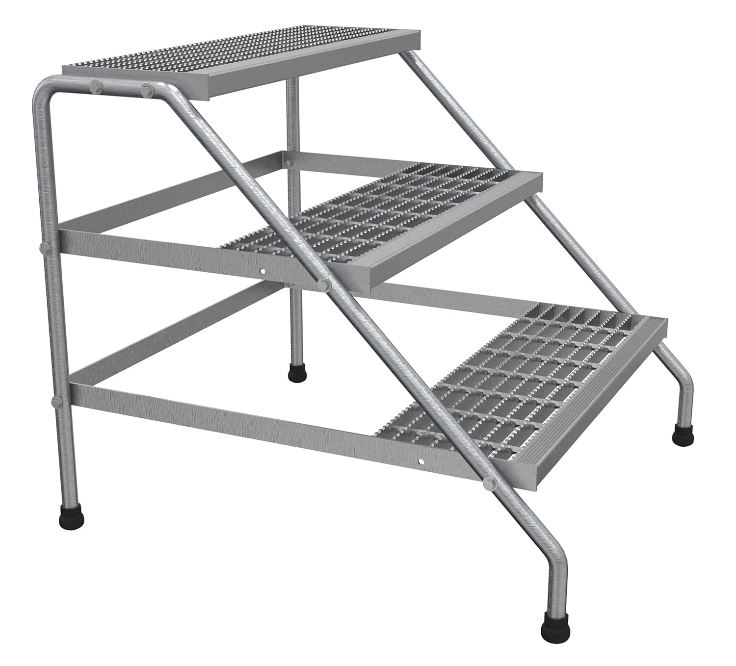Vestil SSA-3W-KD Aluminum 3 Step Knock Down Wide Stand 500 Lb. Capacity Silver