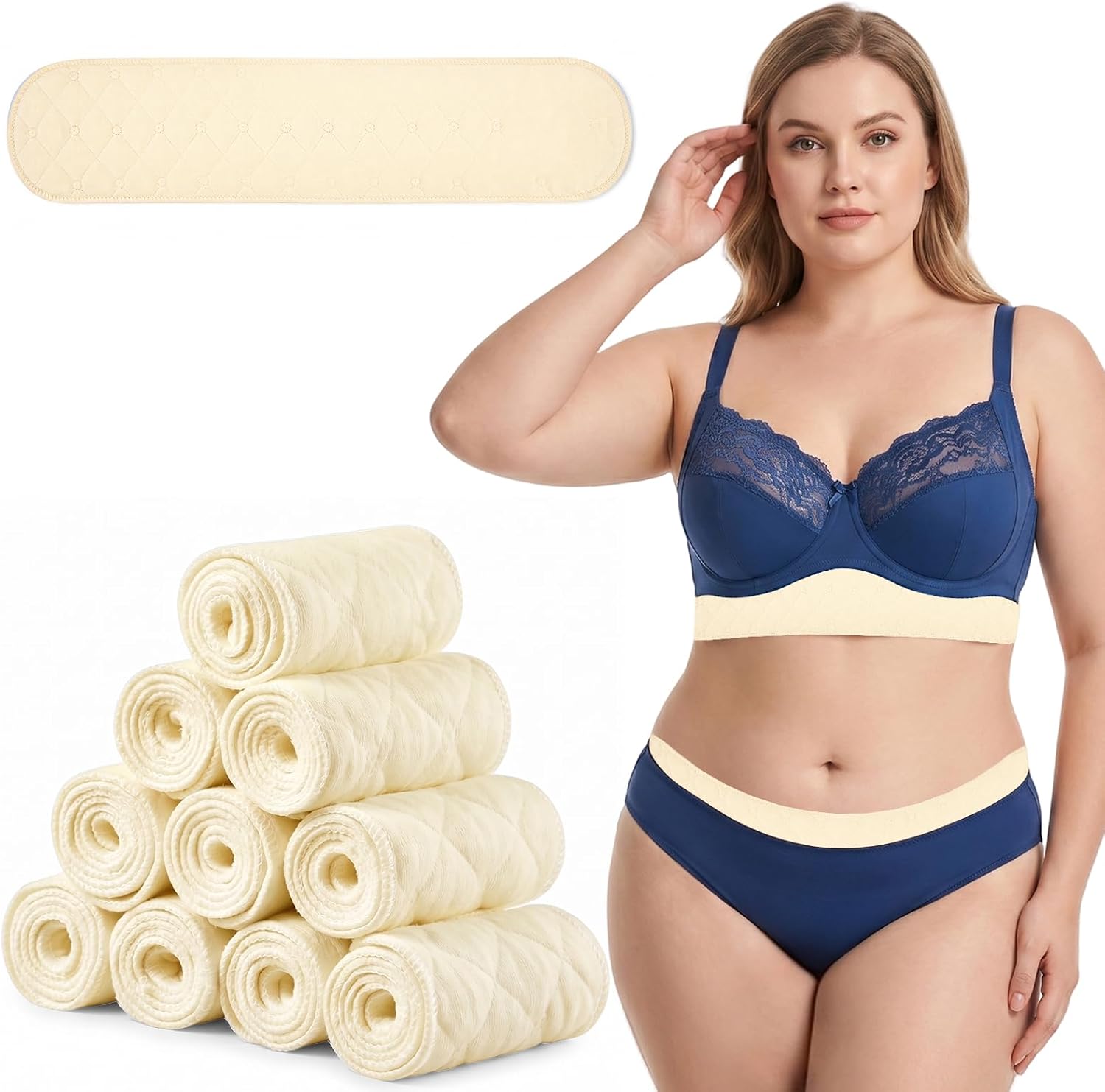 Cotton Bra Liners/Tummy Liners for Sweat Rash, Under Bra Sweat Liners for Women & Men.