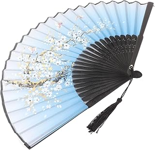 RASTKY Boda Plegable para Fanáticos de la Mano, Elegante Accesorio de Baile Decorativo para la Oficina en Casa, Apertura y Cierre Suaves, Liviano (BLUE)