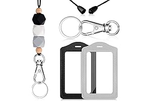 Teacher Badge Holder with Lanyards and 2 ID Leather Waterproof Clear Card...