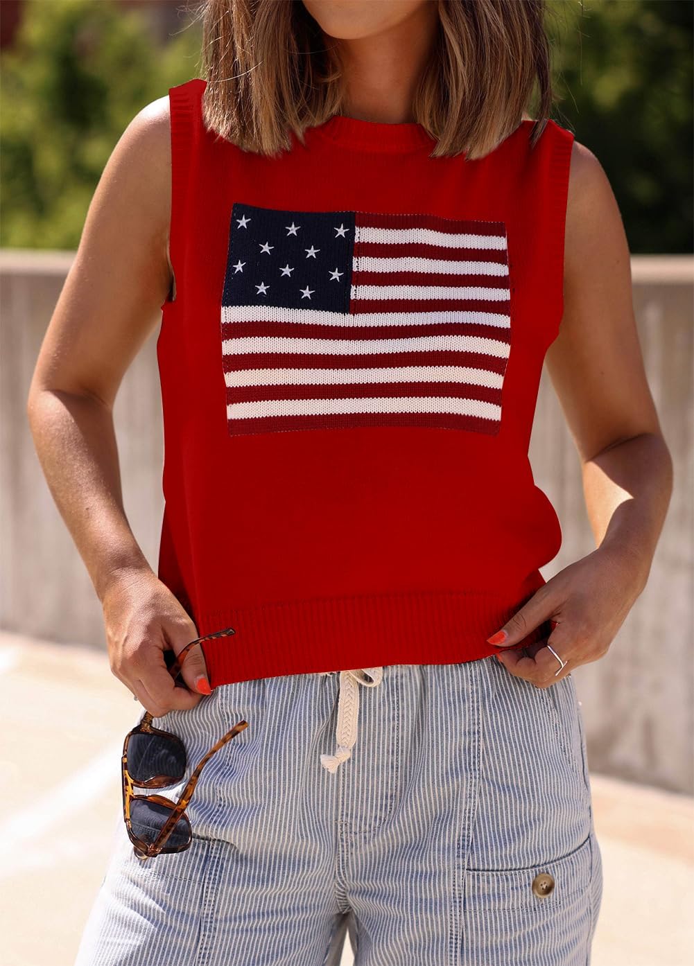 Ezbelle Summer Women's Crop Tank Tops Cable Knit Sweater Sleeveless Shirt
