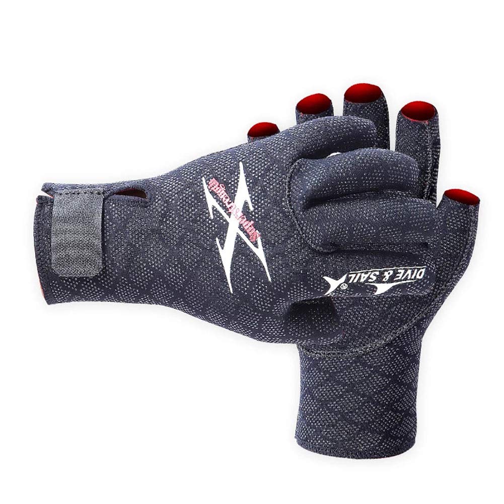 2.5MM Neoprene Professional Scuba Wetsuit Gloves Anti-Scratch Half Finger Diving Gloves Warm and Non-Slip,L