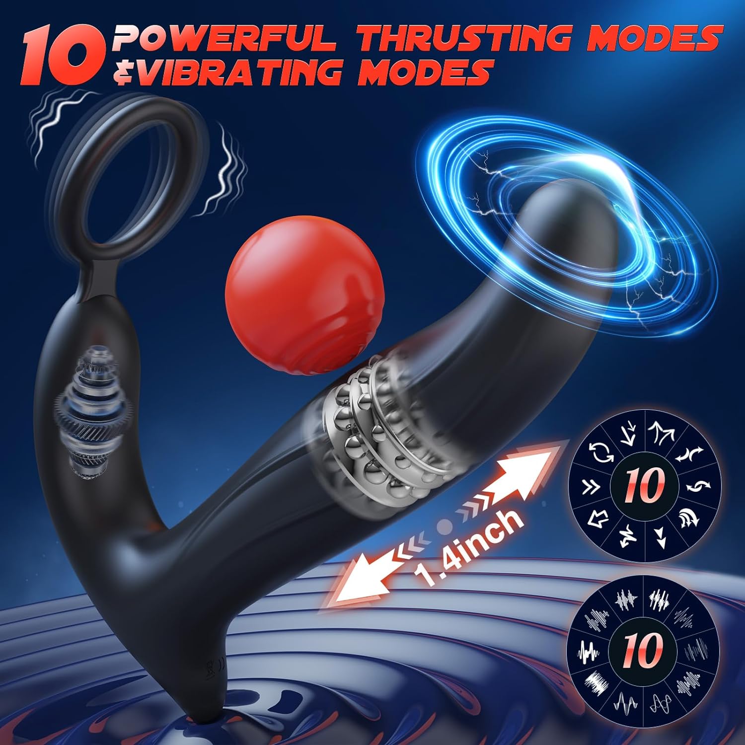 BEISAR Wiggling Sex Toys Anal Vibrator, Adult Toys Sex Toy for Men Prostate Massager Sex Toys Butt Plug Dildo Anal Beads Enema Products for Women with 10 Wiggling Thrust Vibrating Remote Control