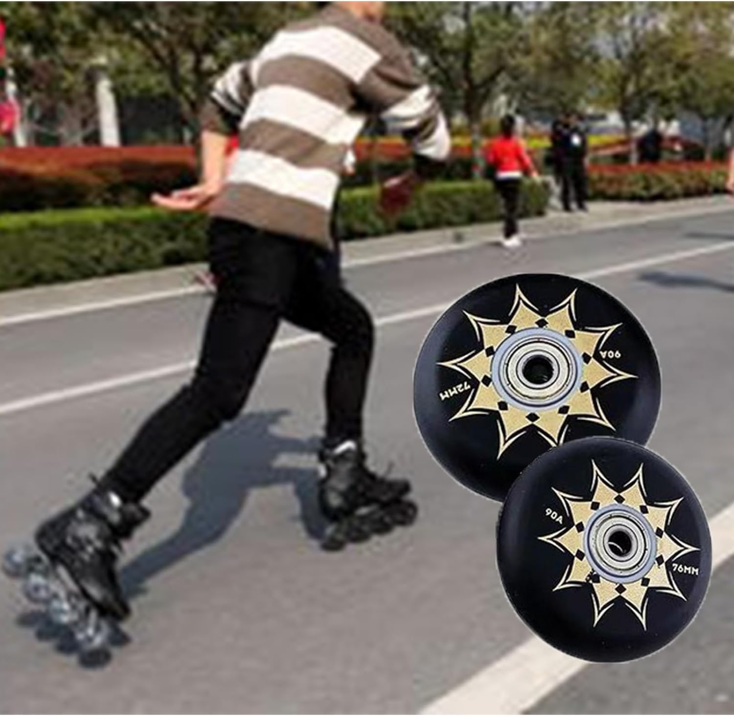 Roller Skate Wheels Outdoor/Indoor Inline Roller Skate Wheels 90A (8-Pack) 64mm/68mm/70mm/72mm/76mm/80mm Wheel Replacement
