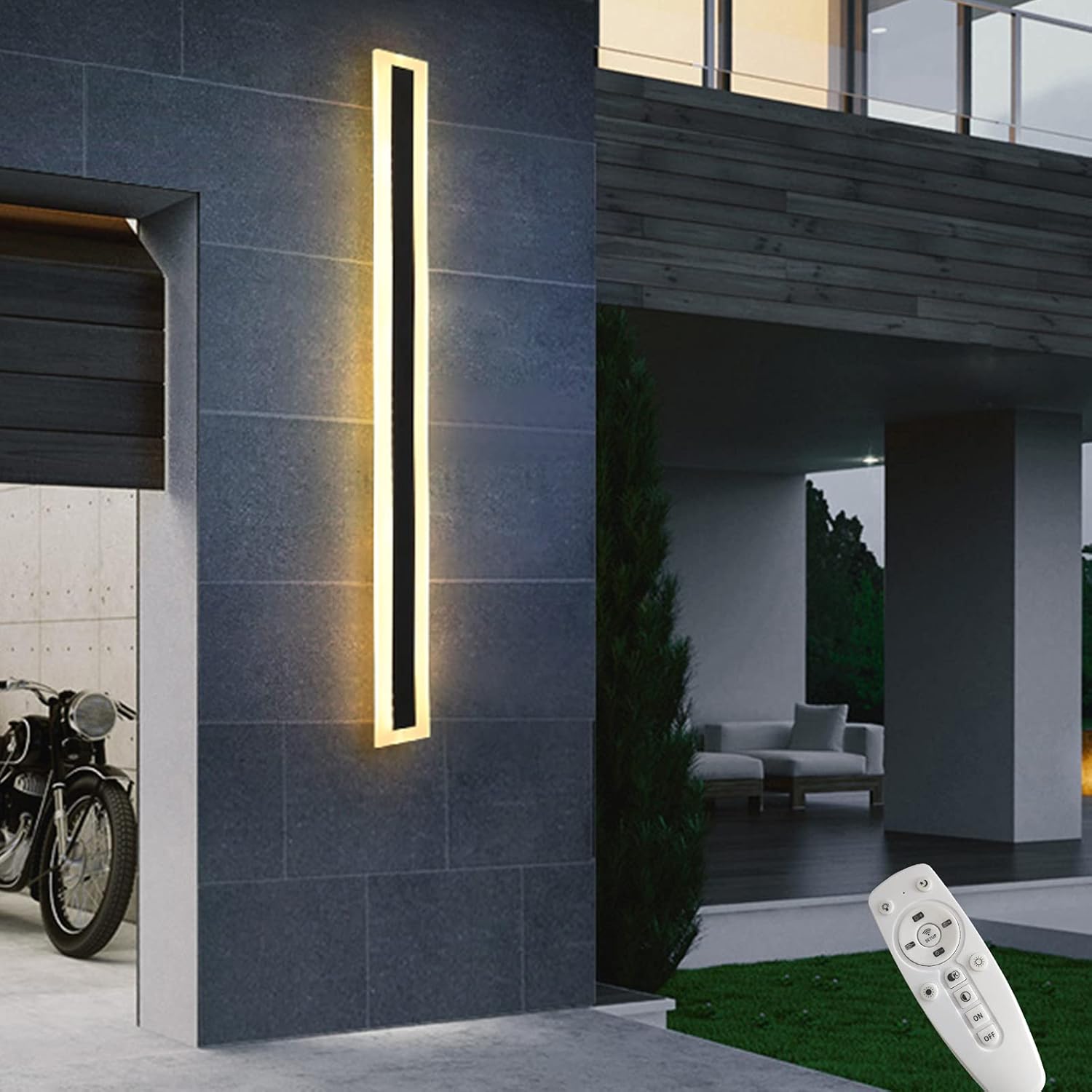 Remote Control Decorative Lamp, 80cm Black Washer Lampshade, Adjustable 3000K-6000K LED Light for Balcony, Gate, Corridor, Aisle – Modern Indoor/Outdoor Lighting