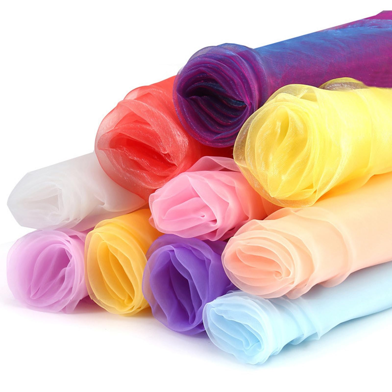 Kalttoy Multicolor 10 Random Colored Tulle Rolls 2M Length Gauze Decorative Cloth For Themed Parties Home Decoration Creation Holidays Celebration Tulle Fabric