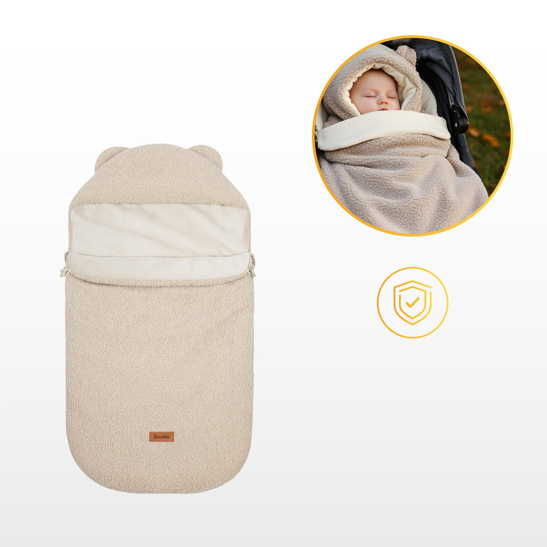 Saco de Dormir 3 en 1 Lamm para Bebés: Suave Saco de Dormir para Invierno, Cochecito, de Dormir para Niños y Uso Diario, Forro Interior Mullido, Capa Exterior de Rizo