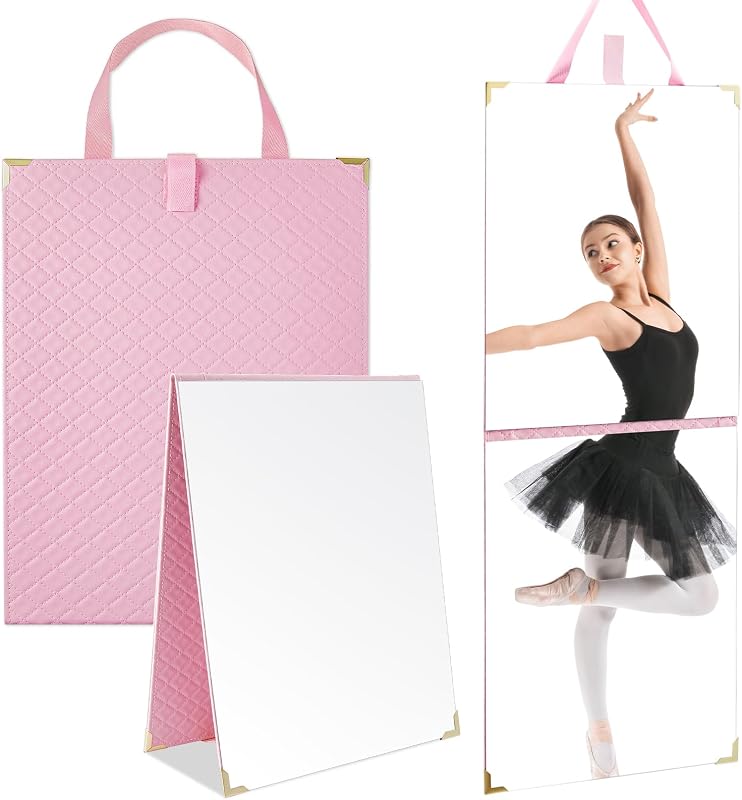Espelho dobrável de corpo inteiro Chunful, rosa, 84 x 33 cm
