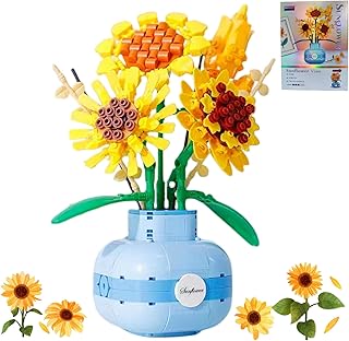 559PCS Flowers Bouquet Building Blocks Set with Vase, Creative Sunflower&Tulip Botanical Flower Toy for Home Decor, Artificial Plants Collection Project Kit Gift for Birthday Her Mom Adults Girls 6+