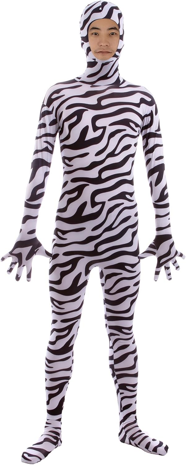 Sheface Men's and Women's Spandex Open Face Costume Bodysuit Stretchy Halloween Cosplay Face Open Body Suit