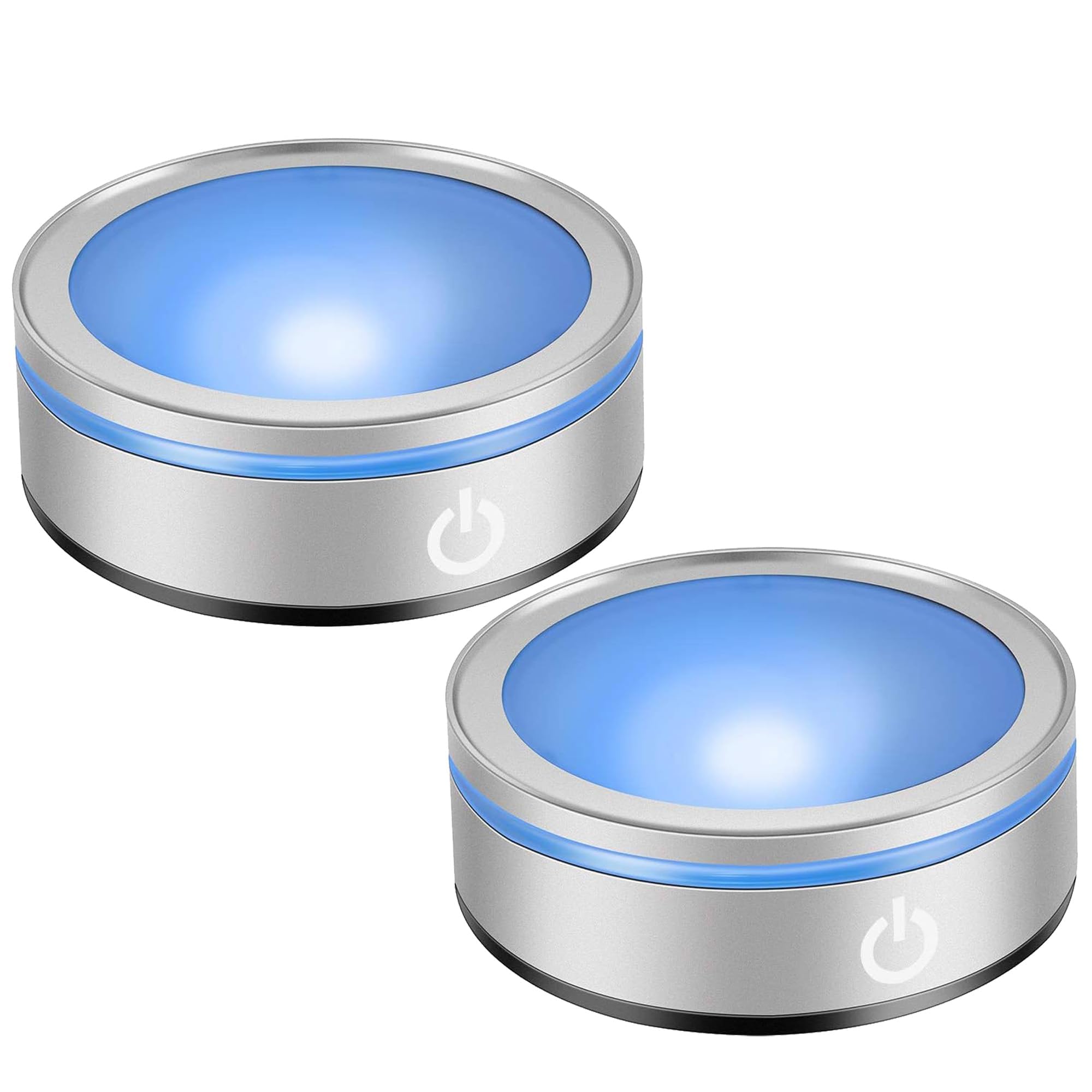 2Pcs LED Light Base, RGB Multicolor Round Lighted Display Stand, Non-slip Pedestal, USB &amp; Battery Operated, for 3D Photo Crystal Glass Art, Spherical Artwork, Tumbler &amp; Holiday Party Decoration