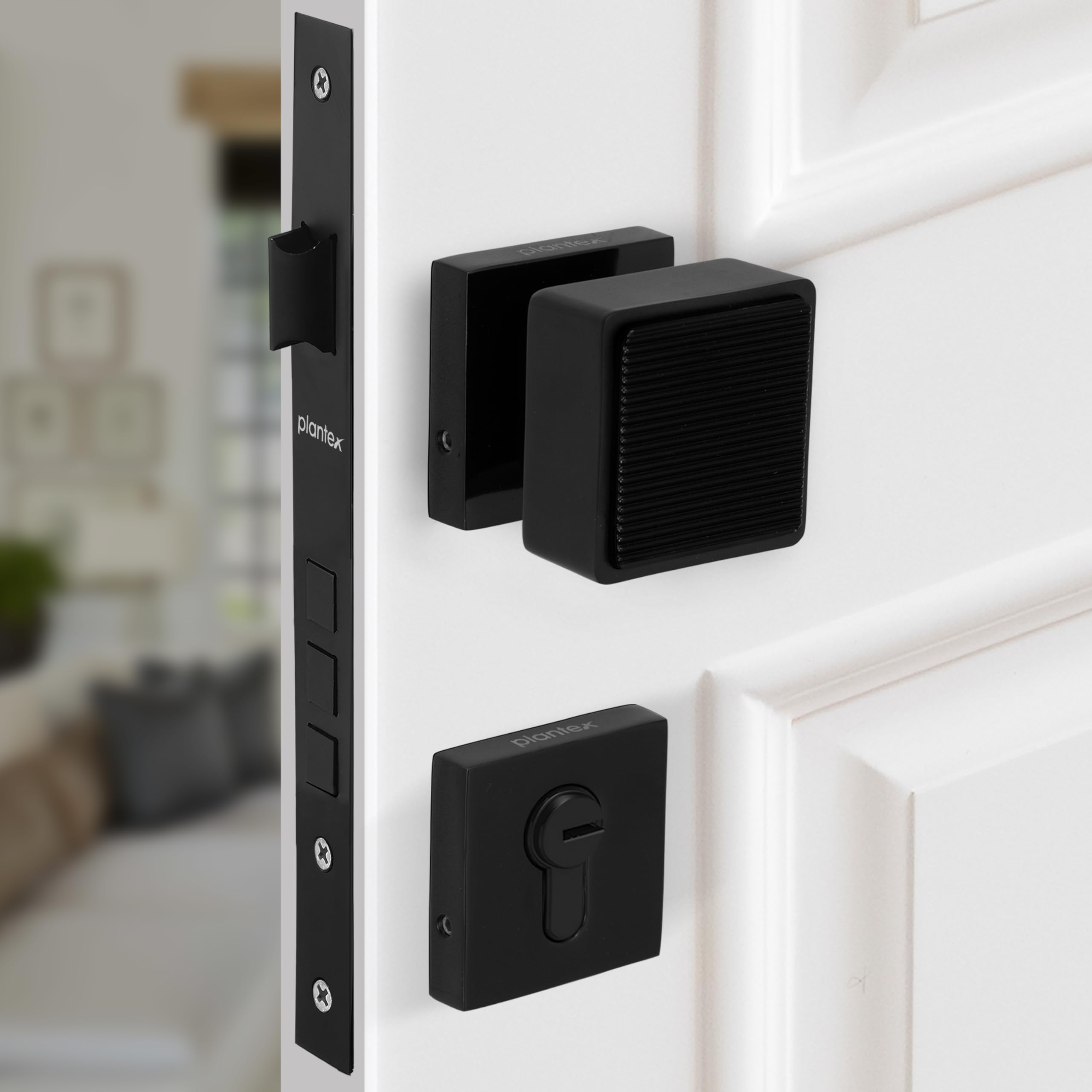 Plantex Heavy Duty Door Lock/Main Door Mortise Lock Handle/Handle Set for Home/Office/Door Accessories - (PT-011, Black)-image-37