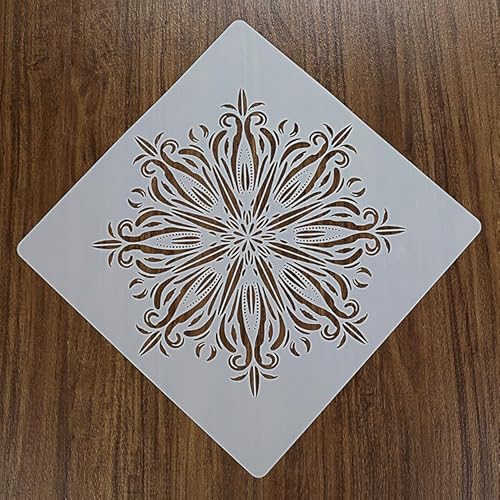 Pacote com 9, estêncil grande, 30,5 x 30,5 cm, estêncil mandala reutilizável, modelo de pintura com