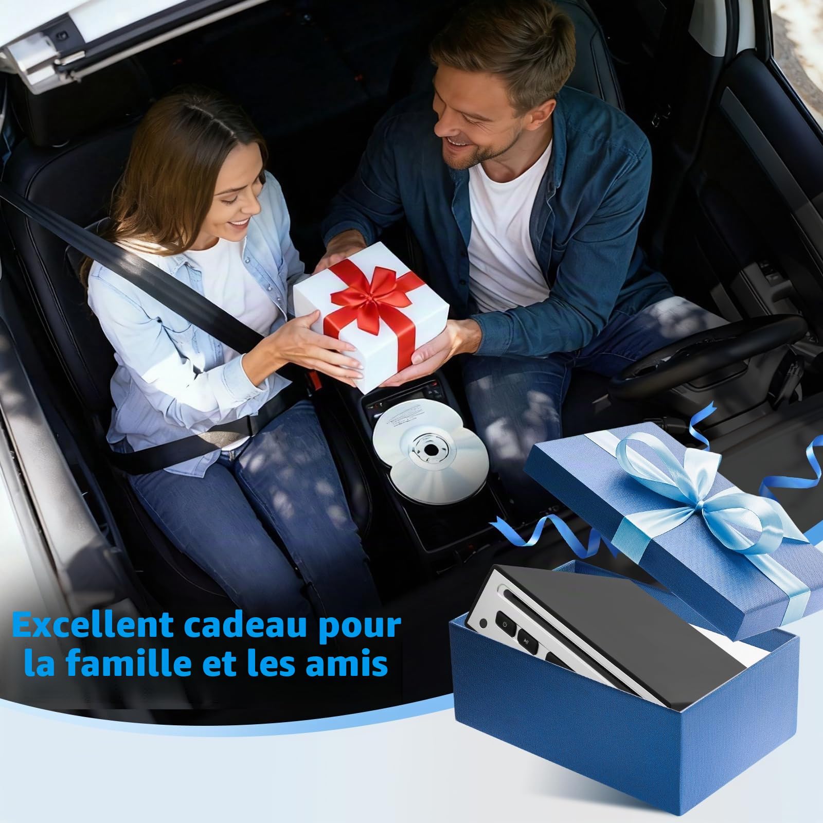 Lecteur CD pour voiture - Lecteur CD externe universel avec port USB, AUX, HDMI et USB-C, Plug & Play, compatible avec autoradio, ordinateur portable, TV, ordinateur et systèmes hi-fi
