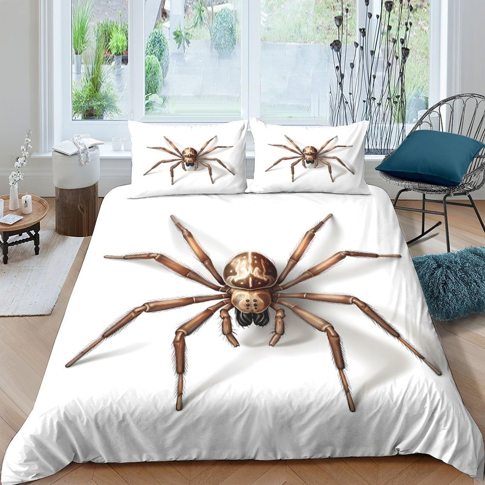 Ctjqhvkz Style-5 3D Printed Realistic Spider Fitted Sheet Microfiber Bedroom Decor Halloween Bed Cover For Adult Teen Guest Room Single（135X200cm）