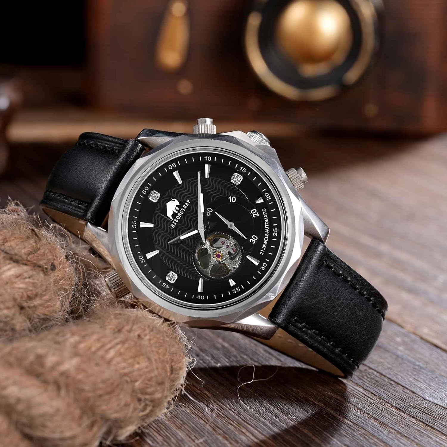 BISONSTRAP Retro Leather Watch Straps for Men, Oil Waxed Calfskin Replacement Band, Quick Release, Band Width 18mm 19mm 20mm 22mm - Image 2