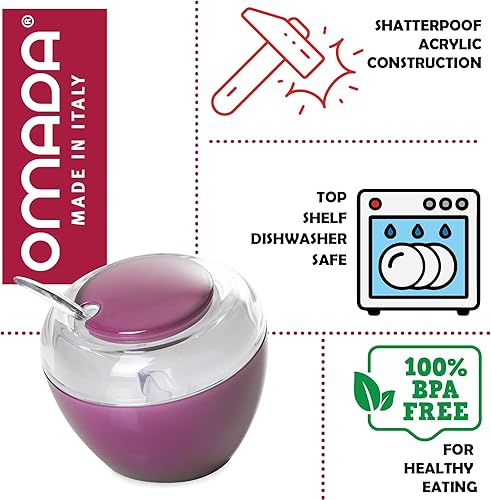 Miniatura 4 de Azucarero con tapa: Contenedor de azúcar acrílico de 10.5 onzas con cuchara - Azucarero azul y transparente con tapa y cuchara - Diseño moderno