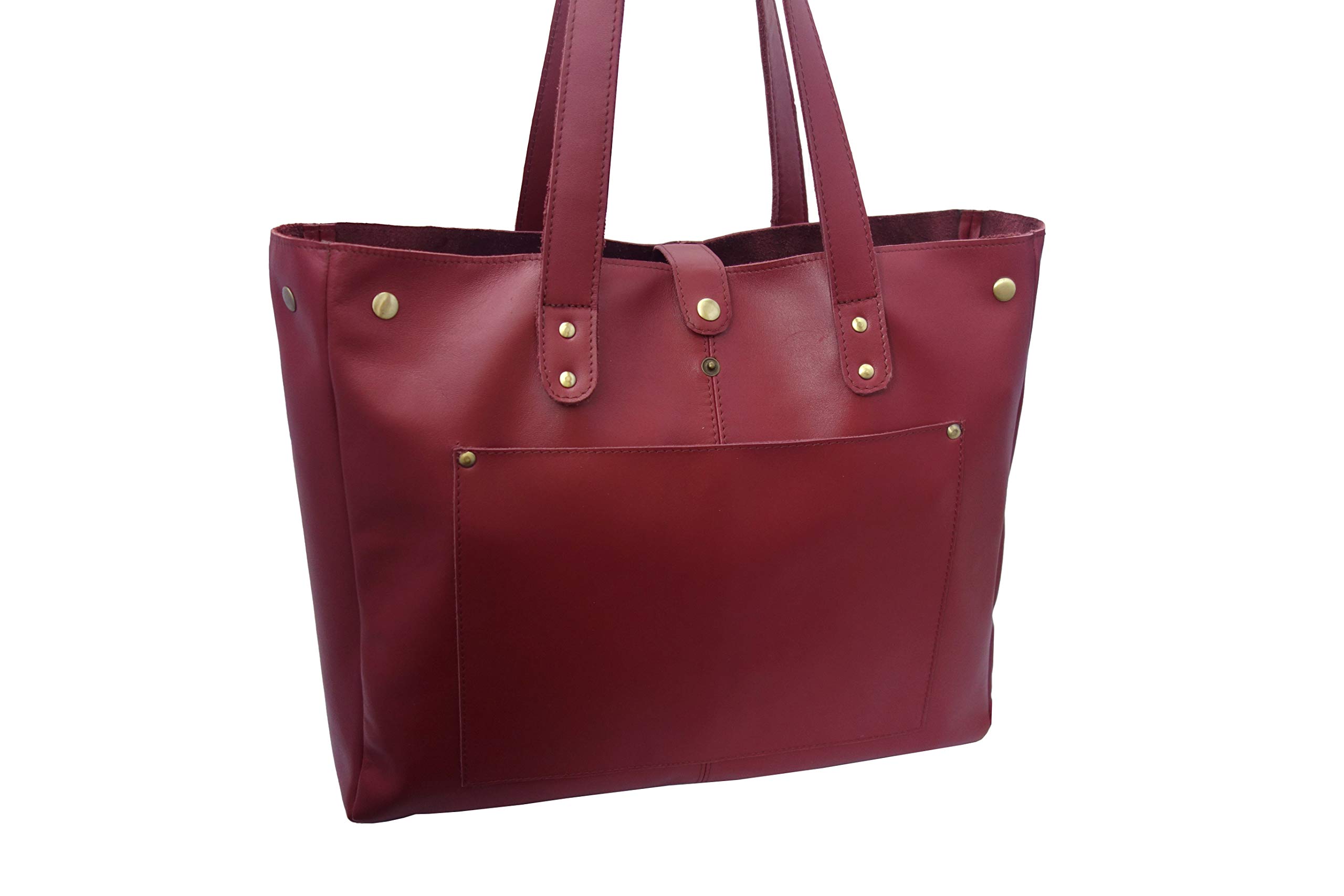 AurDoGenuine Italian Leather Shoulder Tote Bag for Women Large Handbag Work Purse - Burgundy