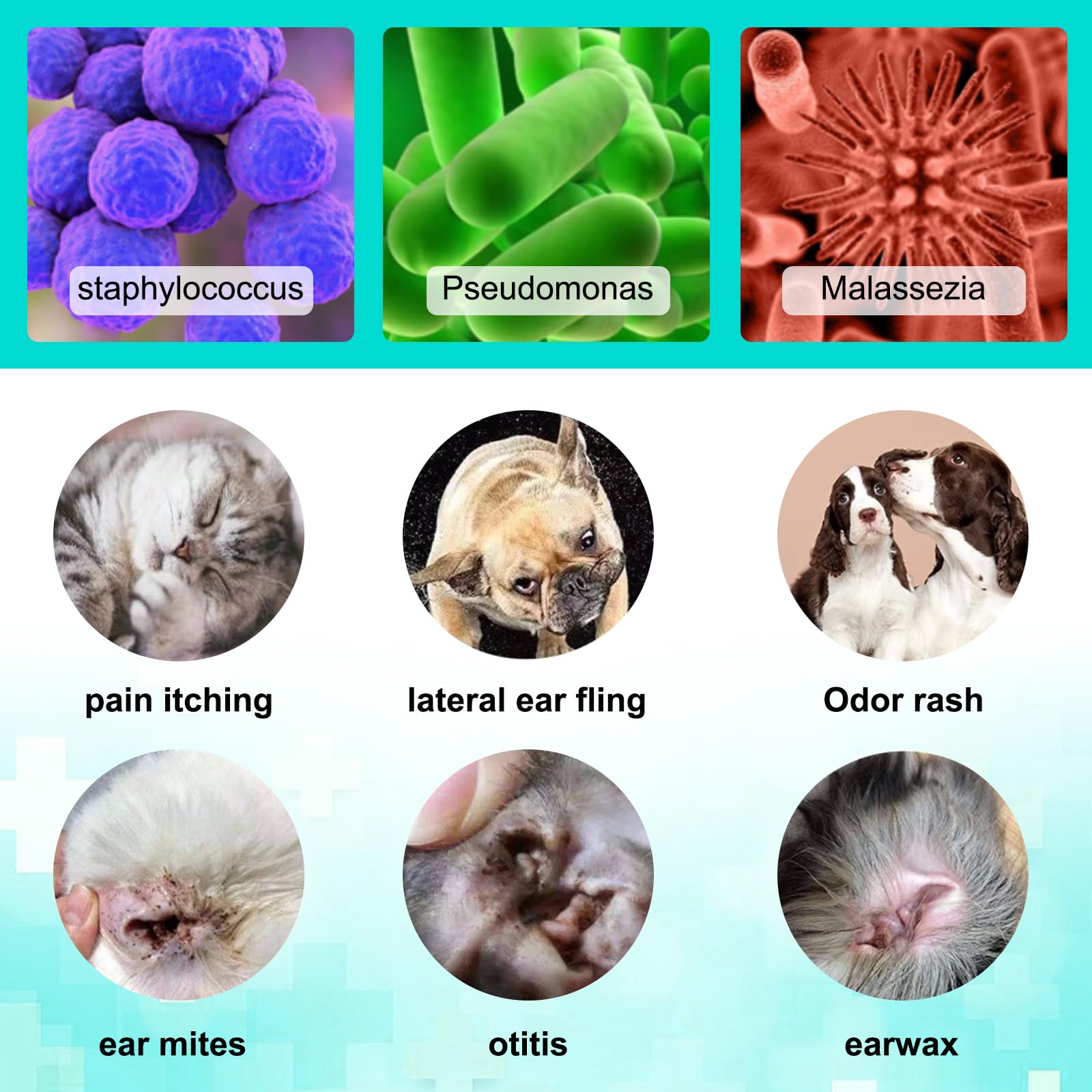 JSBNQRMZ Ear Care for Dogs,2Pcs Ear mite treatment for dog,Provides Relief For Yeast Infection,Alleviation Suffering From Ear Mites&Built-Up Wax And Dirt.For Puppy,Cats And Dogs - Image 3