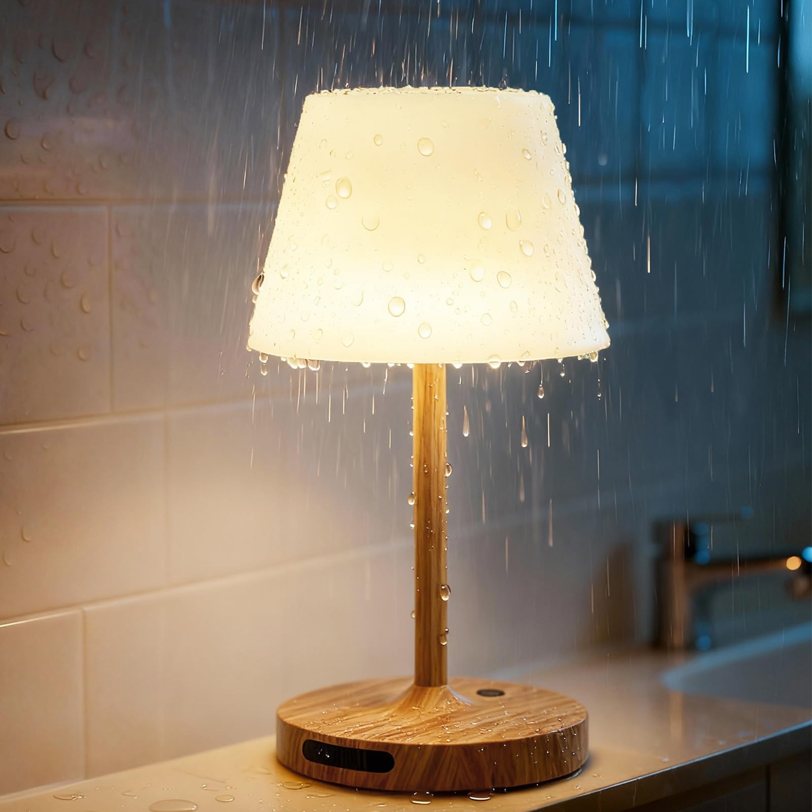 Outdoor Waterproof Shower Lamp 5200mAh Cordless Rechargeable Table Lamp with Touch Dimming IP65 Wireless LED Night Light for