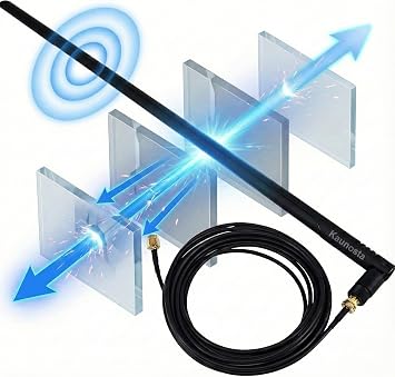 2.4GHz High Gain WiFi Antenna 1 Set for Detached Garage & Garden 22dBi Omni-Directional RP-SMA Male Aerial with 10FT Extension Cable for Long-Range Wireless Signal Stability