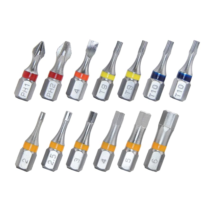 711L Color Coded 13 PCS Hex Bit Set 1/4