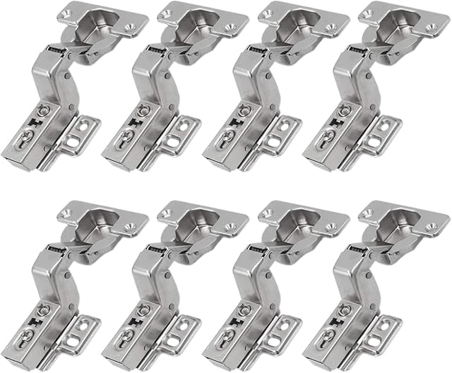 LOOTICH 95 Degree Inset 40mm Soft Close Hinges with Hydraulic Damper for Kitchen Cabinet Cupboard Wardrobe Heavy Thick Door Hinges with Cushioning Buffering Mechanism Pack of 8