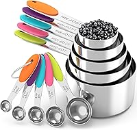 TILUCK Stainless Steel Measuring Cups & Spoons Set - 10 Piece Stackable Kitchen Tools for Precise Cooking & Baking