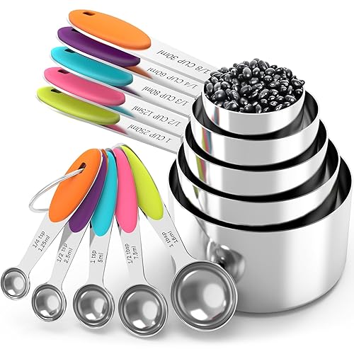 TILUCK Measuring Cups and Spoons Set, Stainless Steel, Kitchen Utensils