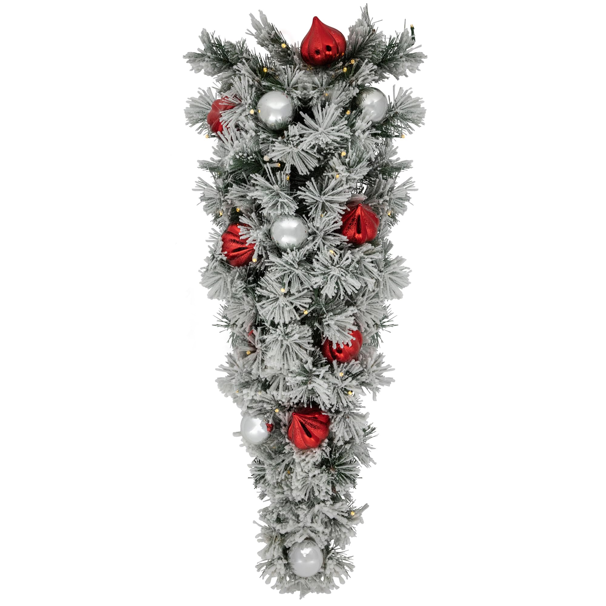 3' Pre-Lit Snowy Bristle Pine Artificial Christmas Swag, Warm White LED Lights