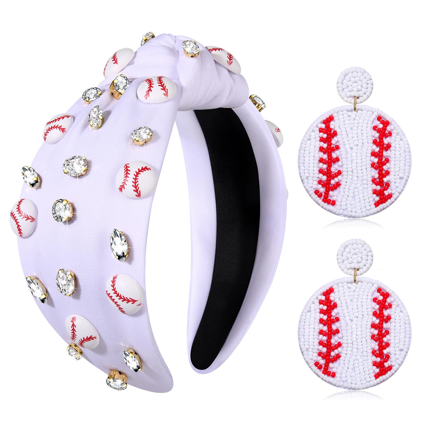 Adorable Logo Crystal fan  Charm Beaded Ruffle Headband FROG SAC 2 Confetti Headbands for Girls, White Pearl Hair  main image 4