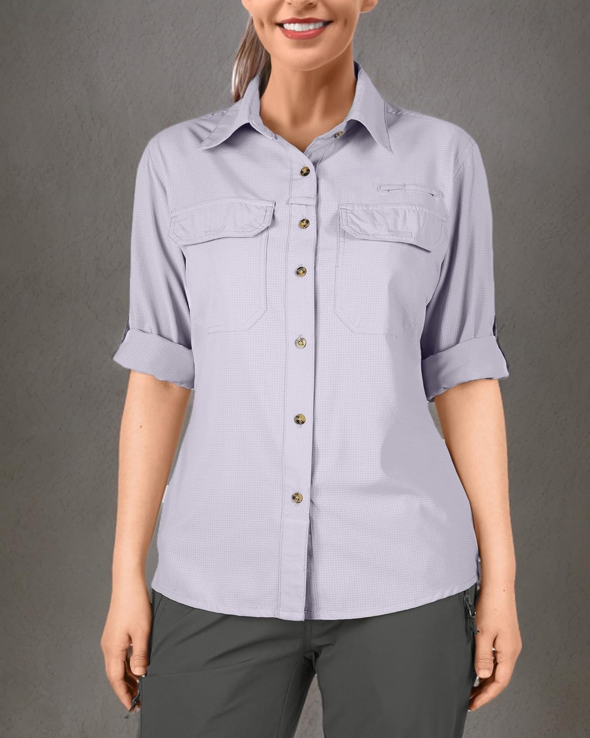 33,000ft Women's UPF 50 UV Sun Protection Shirt, Cool Quick Dry Long Sleeve Outdoor Fishing Hiking Safari Travel Shirt