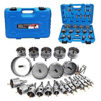 27PCS Hole Saw Kit with Drill Bits,33/64to 3-15/16Carbide Hole Saw Kit for Hard Metal,Alloy,Aluminum,Stainless Steel,Plastic,Iron
