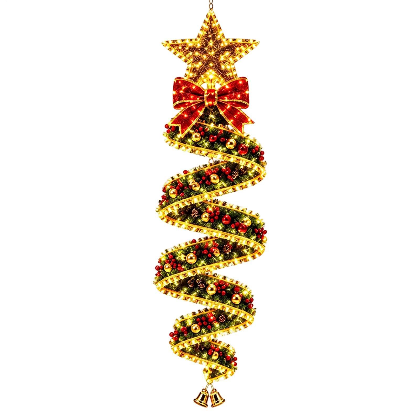 Glowing Christmas Door Hanger, Warm Lighted Vertical Holiday Door Decor