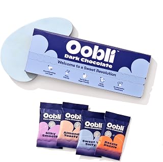 Oobli Dark Chocolate Minis, Only 1g total sugar, Vegan, Low Carb, Keto, No Sugar Alcohols, Gluten-free (4-pack, Dark Chocolate)