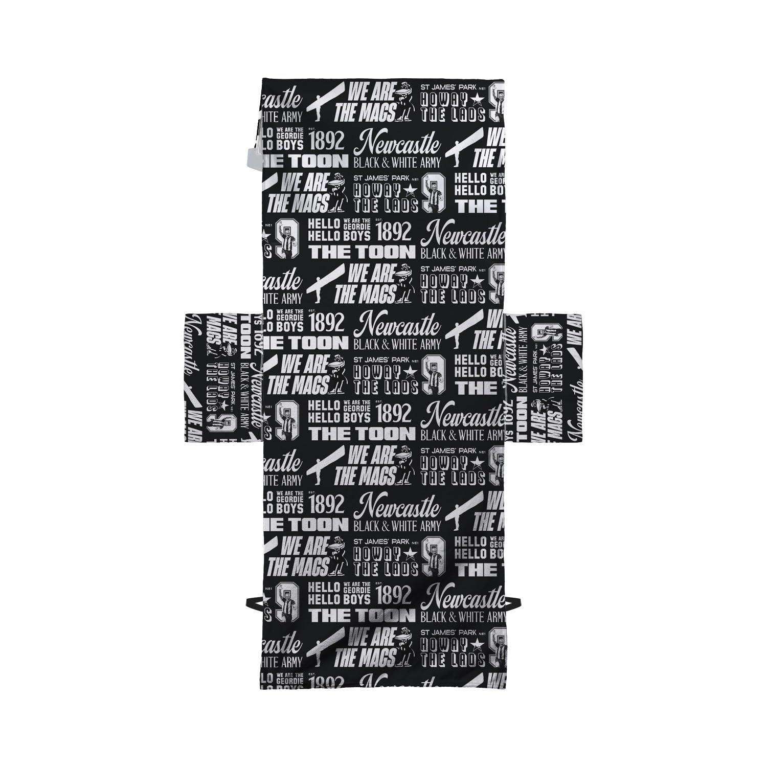 British Made Gifts Multicoloured Newcastle - Word Montage - Football - Full Length Sun Lounger Towel With Pockets - Sunbed