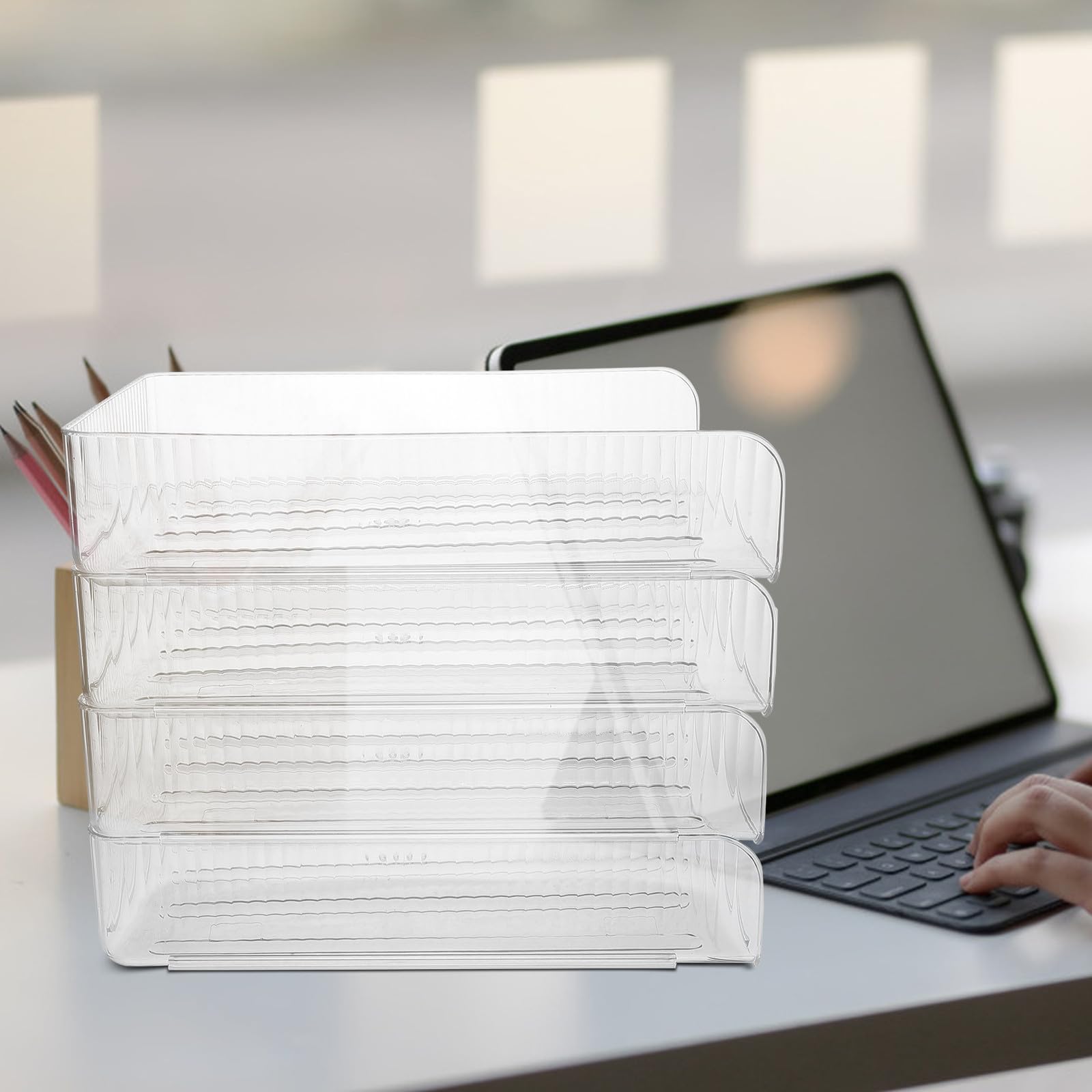 4 Stück Klarer Dokumentenablage Schreibtisch mit 4 Ebenen