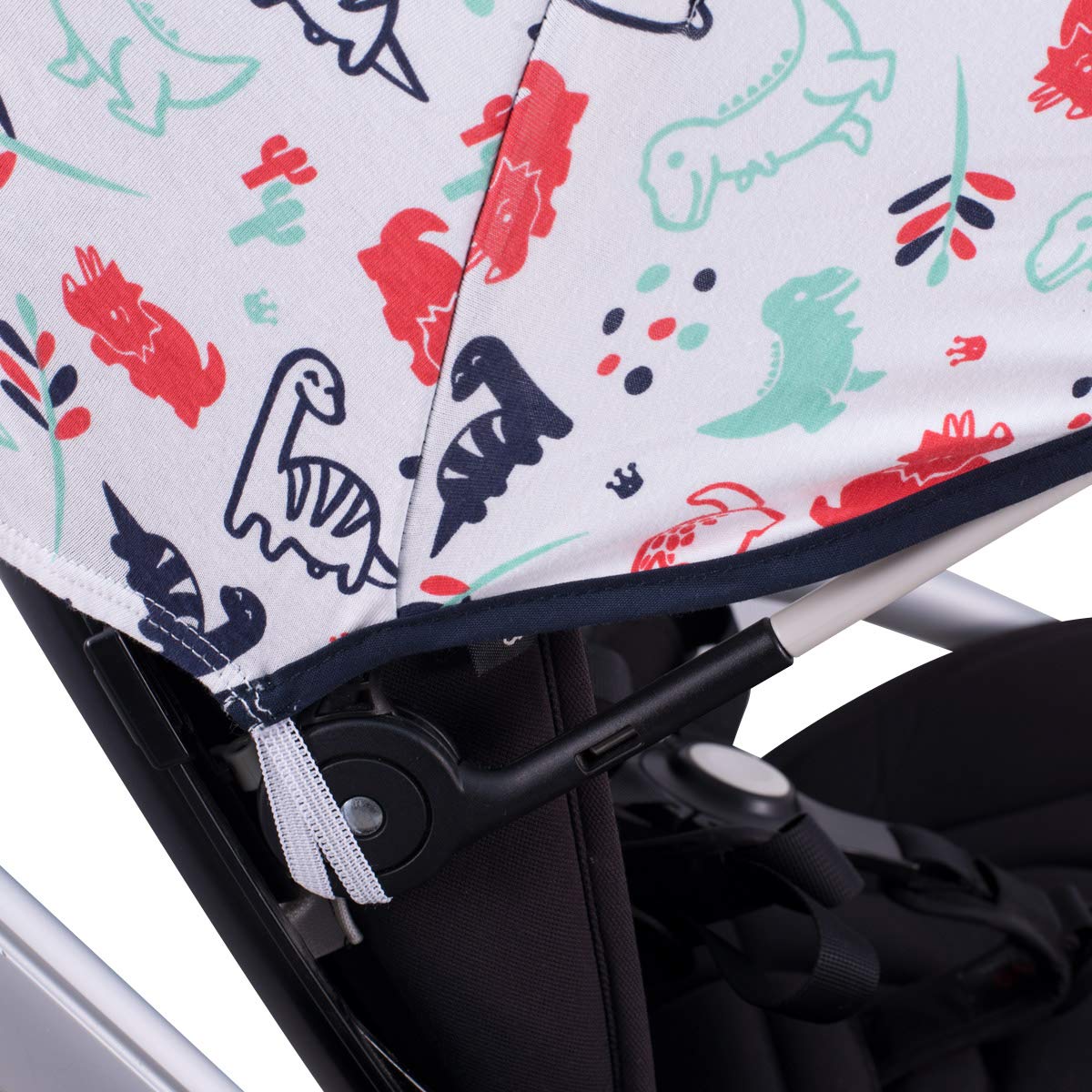 JYOKO KIDS Cappottina per Passeggino e Carrozzina compatibile con Bugaboo Bee 3, Bee 5, Bee Plus Realizzata in Tessuto di Cotone Elastico, Morbido e traspirante (Dino Party)