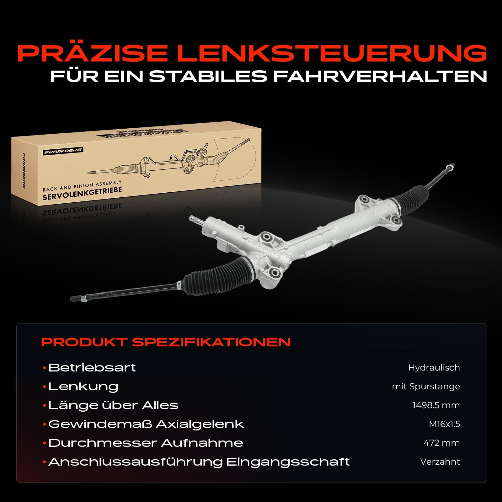 Frankberg Lenkgetriebe Servolenkgetriebe Hydraulisch für Linkslenker Kompatibel mit Sprinter 3,5-T B906 309-324 1.8L-3.5L 2006-Heute C.r.a.f.t.e.r 30-35 2E 2.0L 2.5L 2006-2016 Replace# 2E1419061